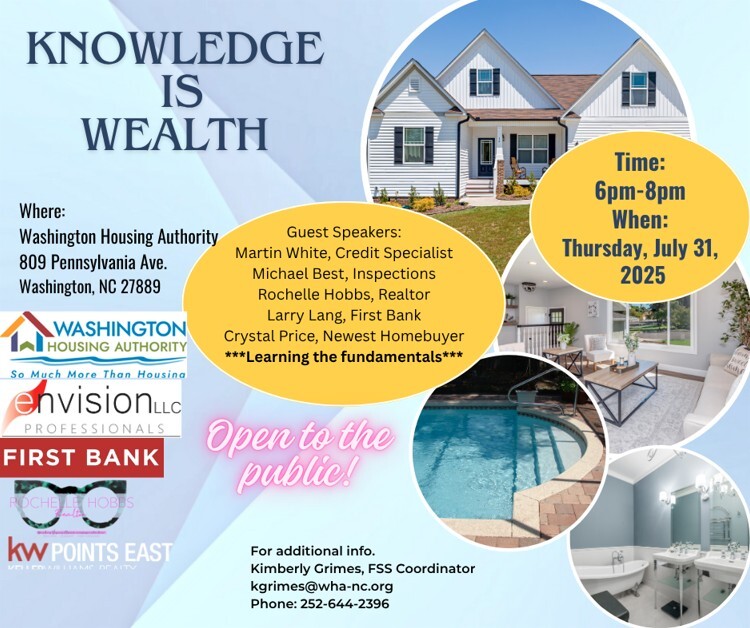 knowledge is wealth - purchasing a home flyer. All information as listed below.