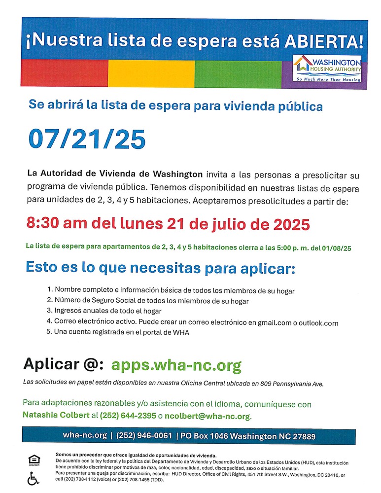 Wait List notice flyer in Spanish. Text from flyer is above image.