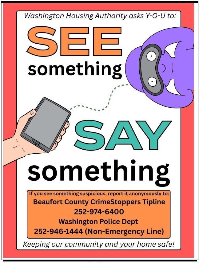 See something, say something flyer. All information as listed below.