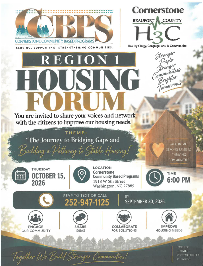 Region 1 Housing Forum Flyer. All information from this flyer is listed above.
