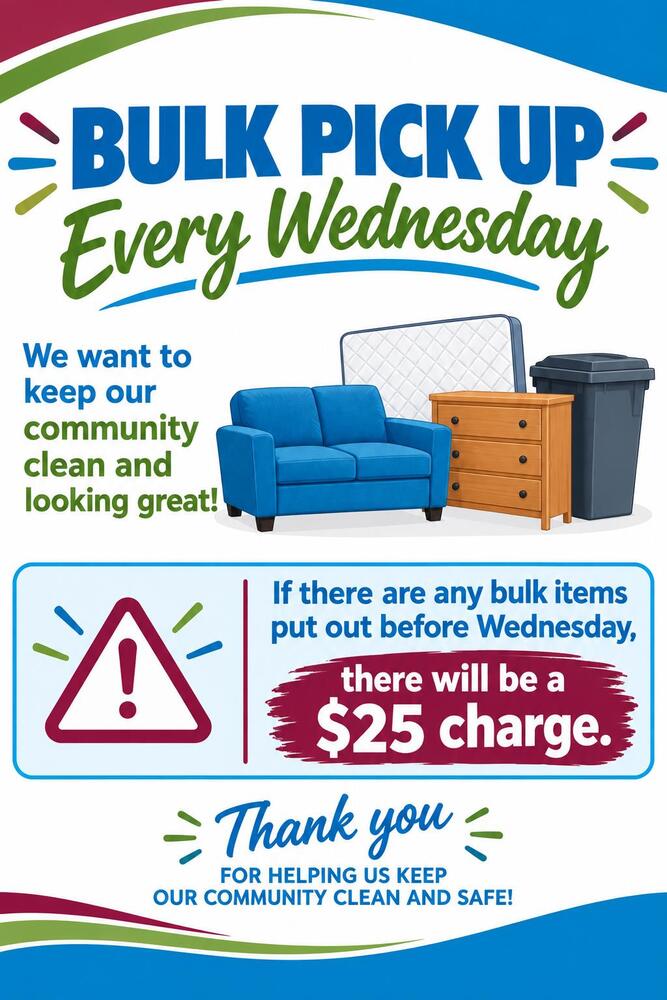 Bulk Pick Up flyer. All information as listed below.