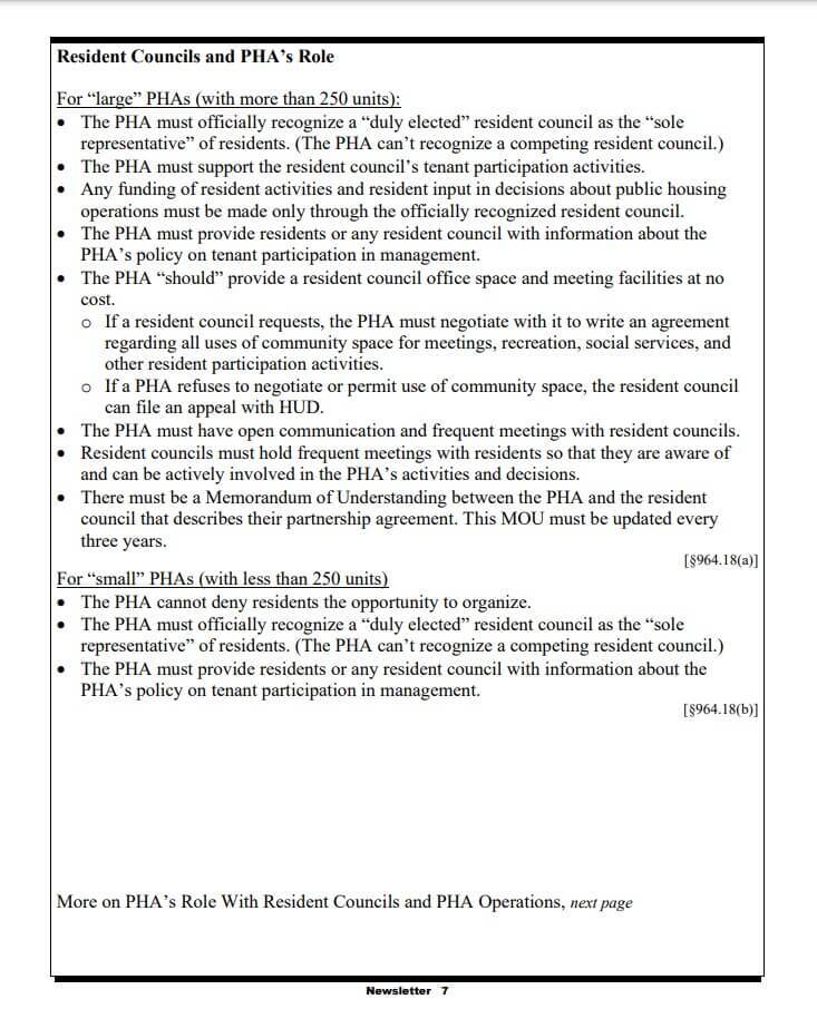 Resident Councils and PHA's Role