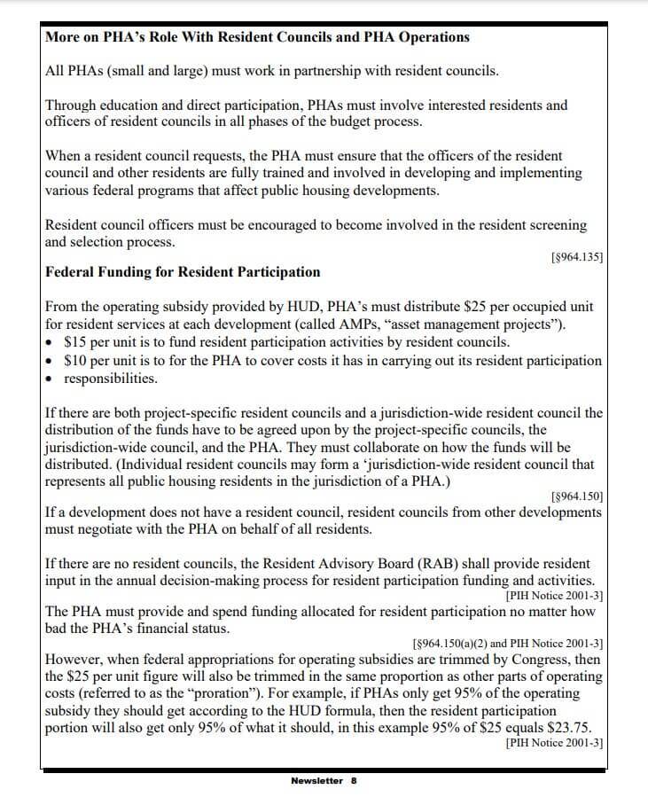 PHA's Role With Resident Councils