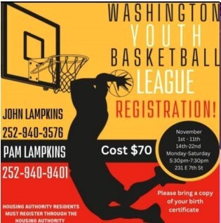 Washington Youth Basketball League Registration Flyer. All information on this flyer is listed above.