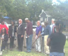 Group gathered for a groundbreaking ceremony.