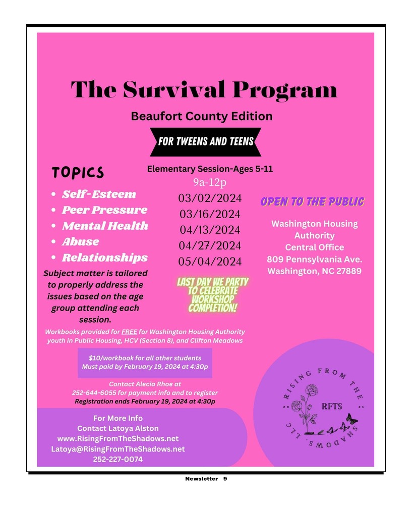 Survival Program Flyer All of the information is in the above text. 