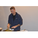 Caterer preparing to serve food