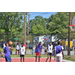 Purple jersey prepares to shoot from the free throw line