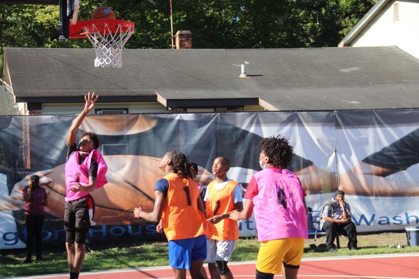 Players watching layup