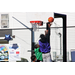 Purple jersey almost touched the rim while jumping
