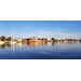 lake view of marina and industrial area.