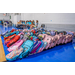  Rows of backpacks lined up. 